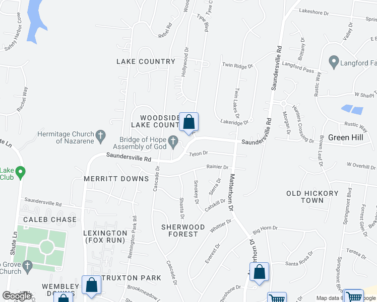 map of restaurants, bars, coffee shops, grocery stores, and more near 4901 Teton Drive in Nashville