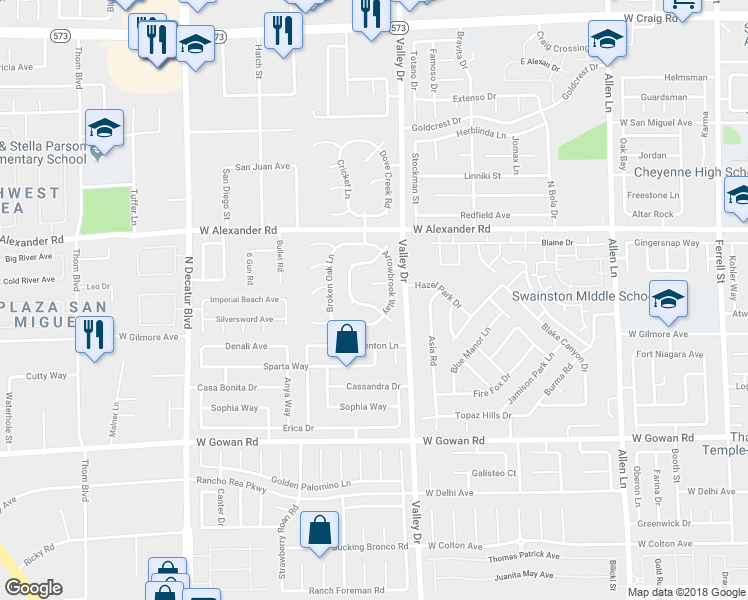 map of restaurants, bars, coffee shops, grocery stores, and more near 4346 Yorkwood Drive in North Las Vegas