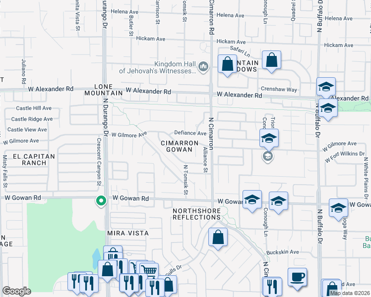 map of restaurants, bars, coffee shops, grocery stores, and more near in Las Vegas