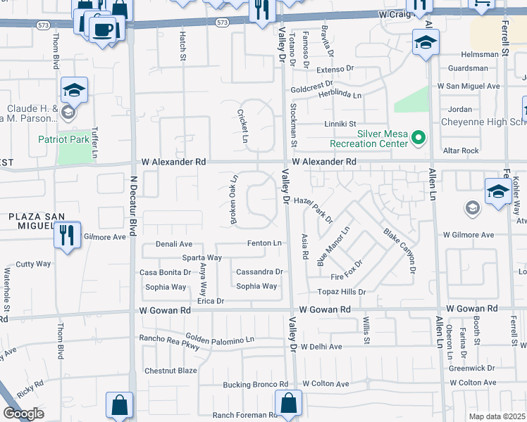 map of restaurants, bars, coffee shops, grocery stores, and more near 4334 Yorkwood Drive in North Las Vegas