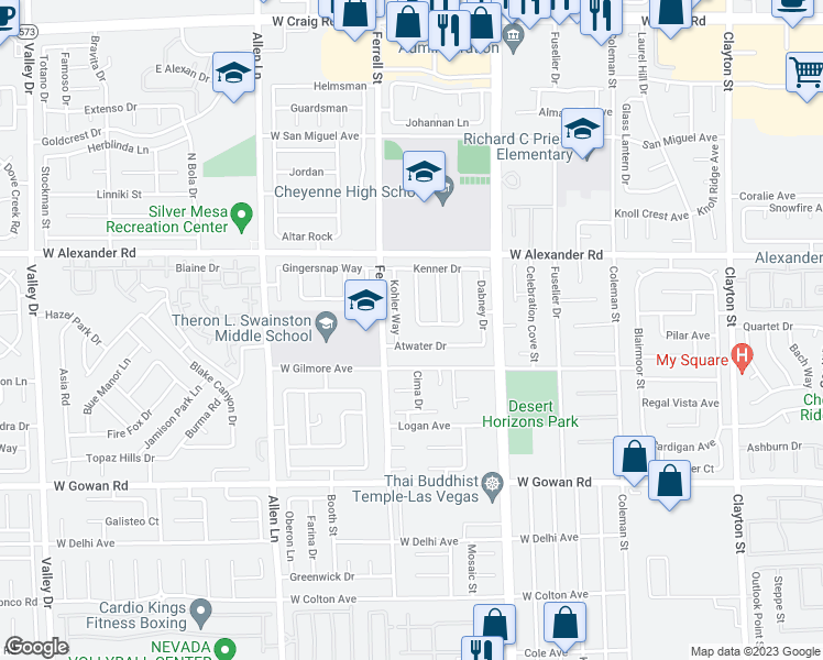 map of restaurants, bars, coffee shops, grocery stores, and more near 3901 Wabash Lane in North Las Vegas