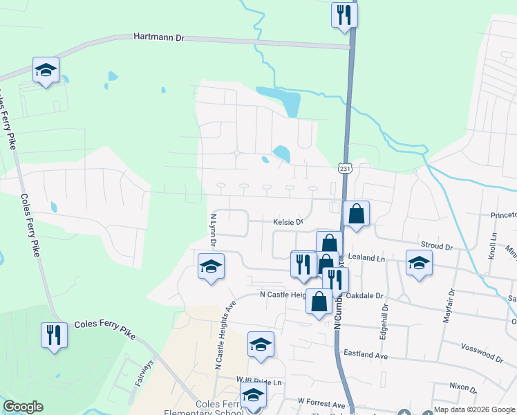 map of restaurants, bars, coffee shops, grocery stores, and more near 104 Atwood Ct in Lebanon
