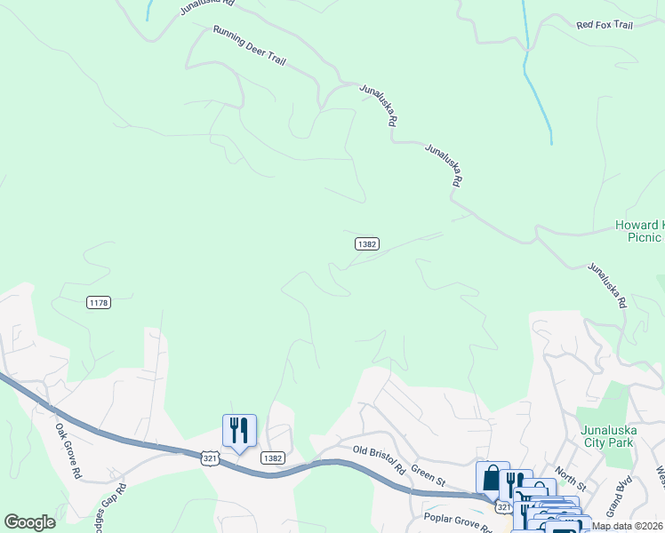 map of restaurants, bars, coffee shops, grocery stores, and more near 1200 Pinnacle Drive in Boone
