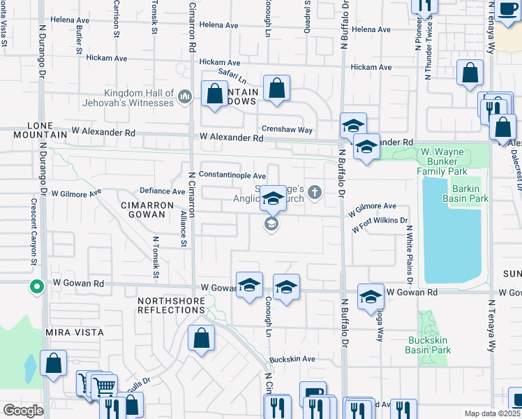 map of restaurants, bars, coffee shops, grocery stores, and more near 7826 West Gilmore Avenue in Las Vegas