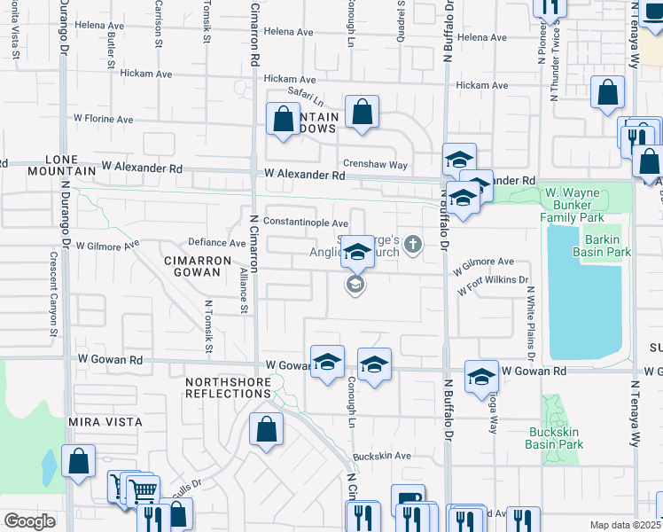 map of restaurants, bars, coffee shops, grocery stores, and more near 7826 West Gilmore Avenue in Las Vegas