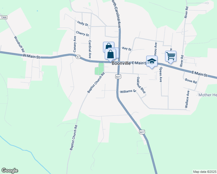 map of restaurants, bars, coffee shops, grocery stores, and more near 109 Speer Avenue in Boonville