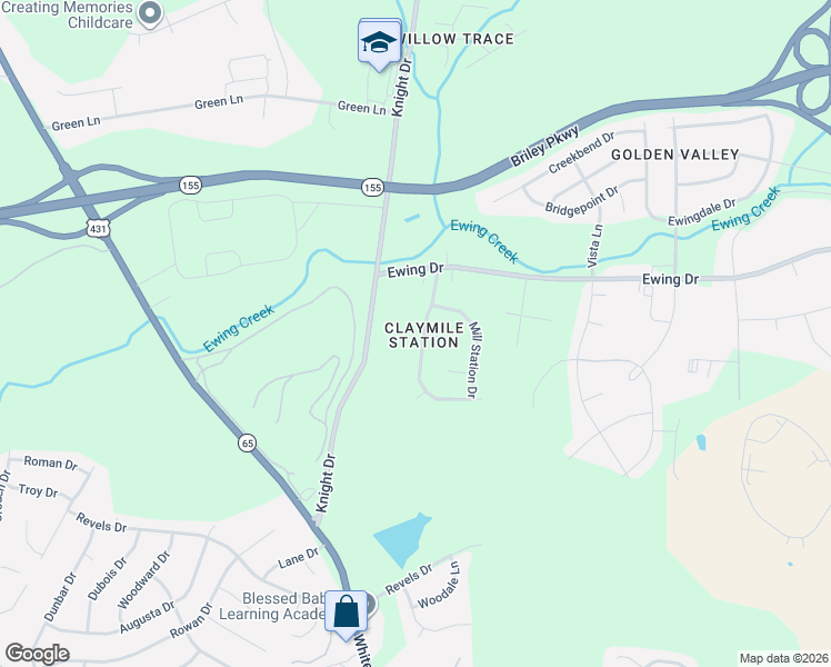 map of restaurants, bars, coffee shops, grocery stores, and more near 2933 Claymille Boulevard in Nashville