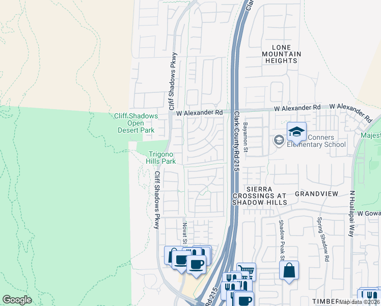 map of restaurants, bars, coffee shops, grocery stores, and more near 10635 Gibbous Moon Drive in Las Vegas