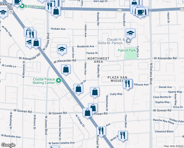 map of restaurants, bars, coffee shops, grocery stores, and more near 5538 West Duncan Drive in Las Vegas