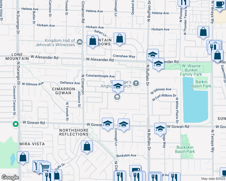map of restaurants, bars, coffee shops, grocery stores, and more near 7826 West Gilmore Avenue in Las Vegas