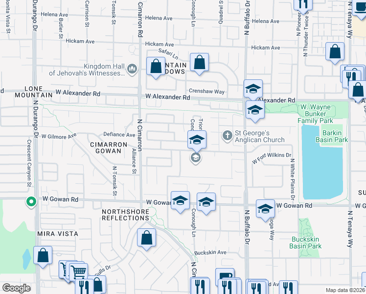 map of restaurants, bars, coffee shops, grocery stores, and more near 7826 West Gilmore Avenue in Las Vegas