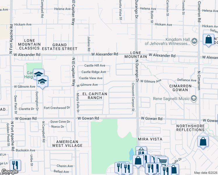 map of restaurants, bars, coffee shops, grocery stores, and more near 8624 Copper Mountain Avenue in Las Vegas