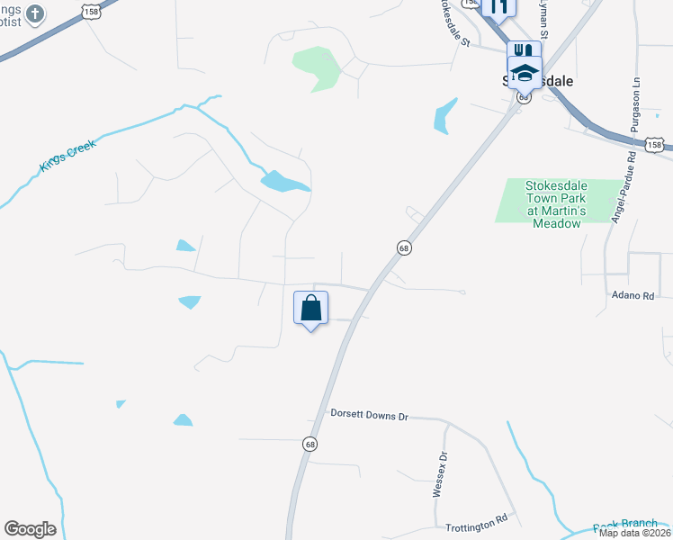 map of restaurants, bars, coffee shops, grocery stores, and more near 8310 Prince Edward Road in Stokesdale