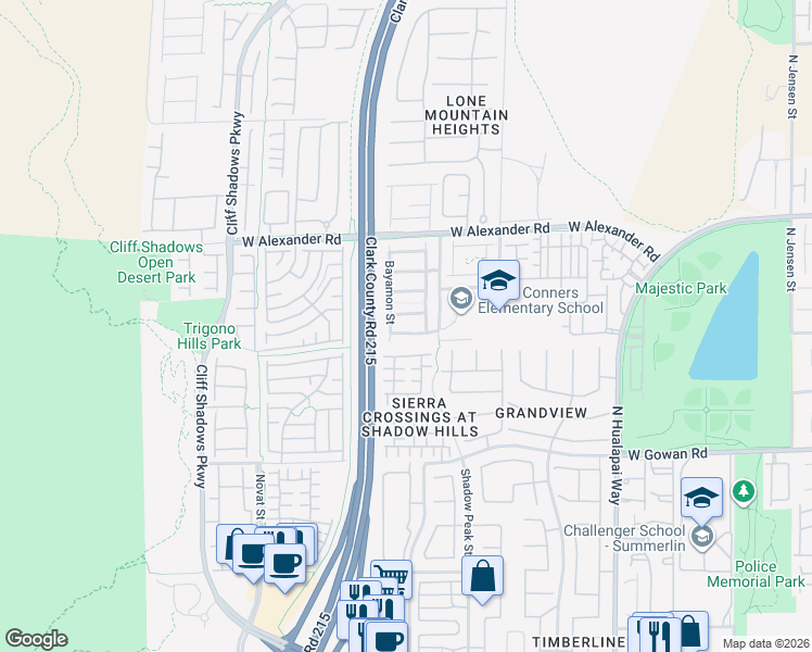 map of restaurants, bars, coffee shops, grocery stores, and more near 10469 Chandra Avenue in Las Vegas