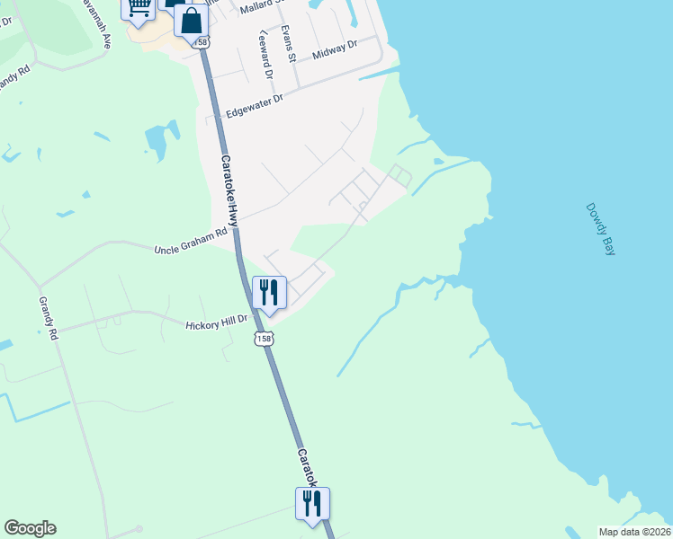 map of restaurants, bars, coffee shops, grocery stores, and more near 124 Treasure Run in Grandy