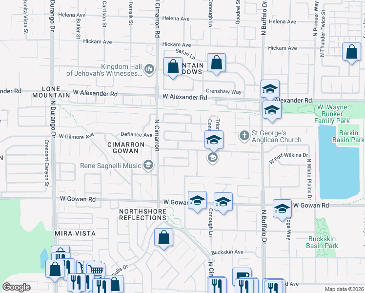 map of restaurants, bars, coffee shops, grocery stores, and more near 7906 West Gilmore Avenue in Las Vegas