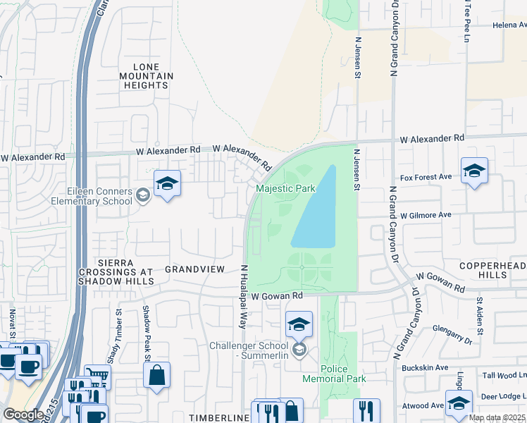 map of restaurants, bars, coffee shops, grocery stores, and more near 3848 Enchanted Sky Street in Las Vegas