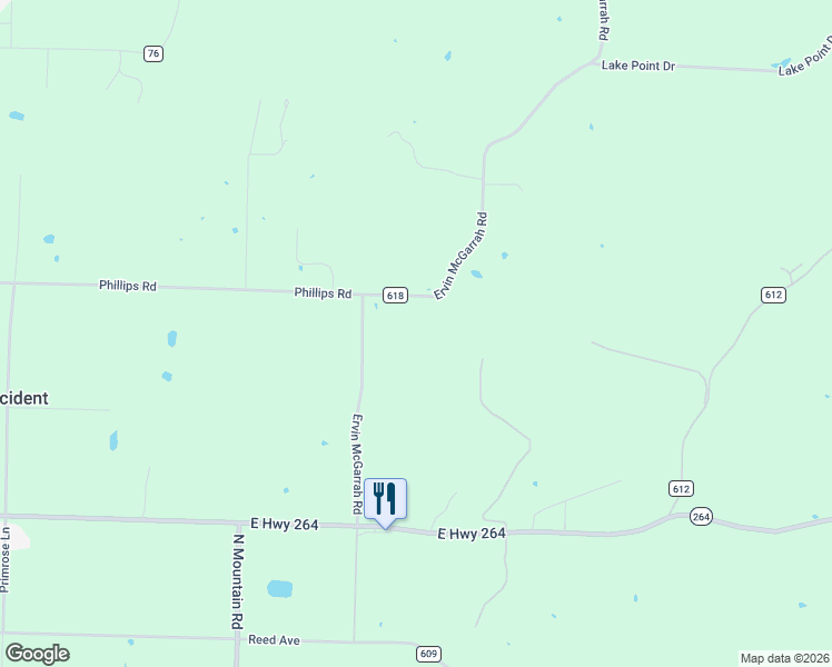 map of restaurants, bars, coffee shops, grocery stores, and more near 5425 Ervin McGarrah Road in Lowell