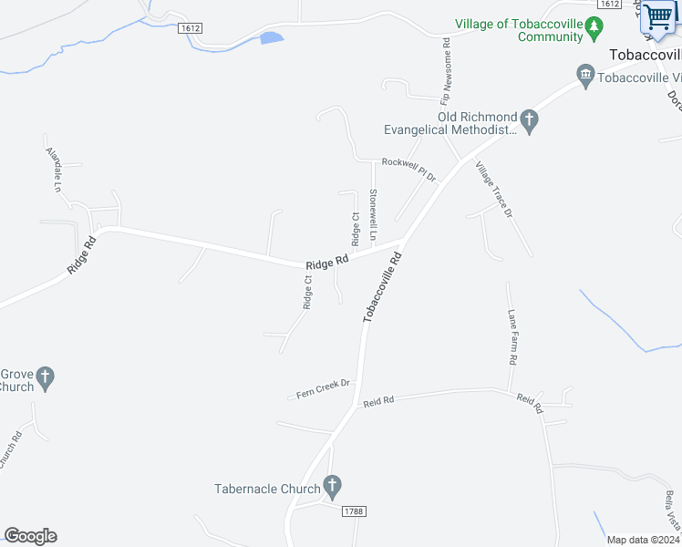 map of restaurants, bars, coffee shops, grocery stores, and more near 8240 Ridge Road in Tobaccoville