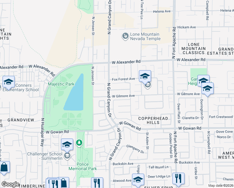 map of restaurants, bars, coffee shops, grocery stores, and more near 9624 West Gilmore Avenue in Las Vegas