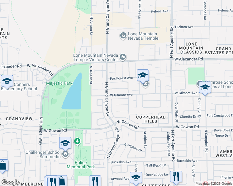 map of restaurants, bars, coffee shops, grocery stores, and more near 9620 West Gilmore Avenue in Las Vegas