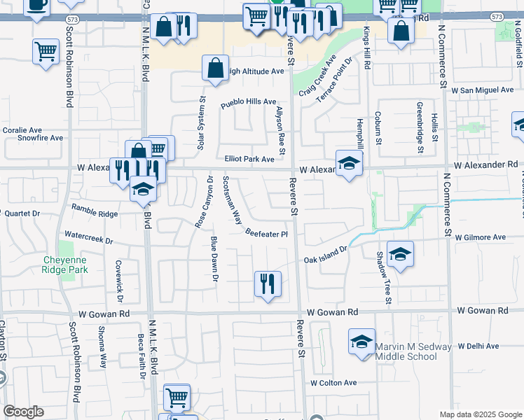 map of restaurants, bars, coffee shops, grocery stores, and more near 914 Royalmile Way in North Las Vegas