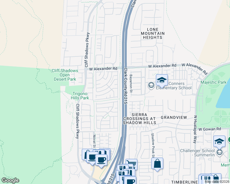 map of restaurants, bars, coffee shops, grocery stores, and more near 3815 North Fahrenheit Court in Las Vegas