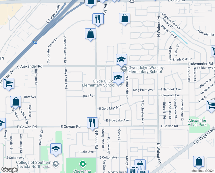 map of restaurants, bars, coffee shops, grocery stores, and more near 3868 North Blue Wave Drive in Las Vegas