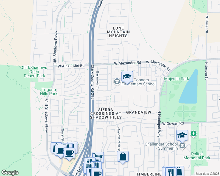 map of restaurants, bars, coffee shops, grocery stores, and more near 10409 Chandra Avenue in Las Vegas