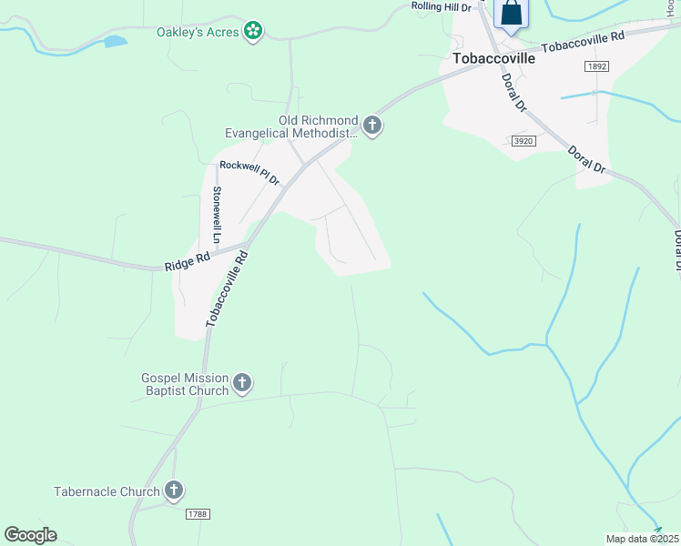 map of restaurants, bars, coffee shops, grocery stores, and more near 4020 Elizabeth Park Drive in Tobaccoville