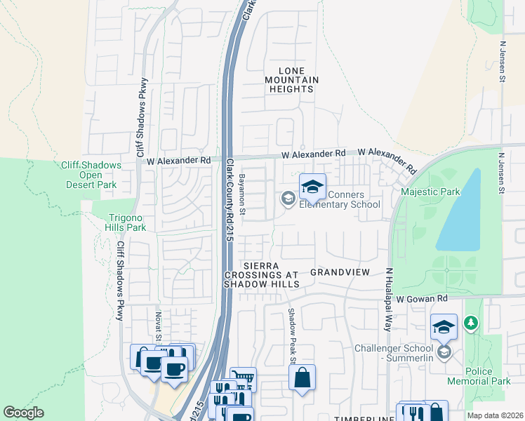 map of restaurants, bars, coffee shops, grocery stores, and more near 10425 MIHELA Avenue in Las Vegas
