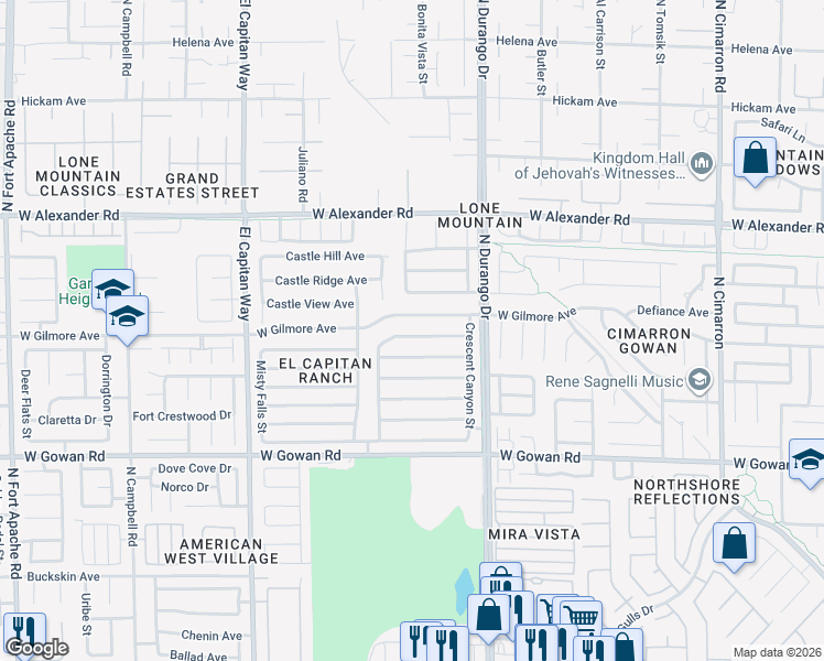 map of restaurants, bars, coffee shops, grocery stores, and more near 8624 Copper Mountain Avenue in Las Vegas