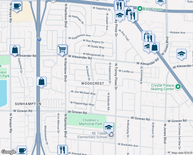 map of restaurants, bars, coffee shops, grocery stores, and more near in Las Vegas