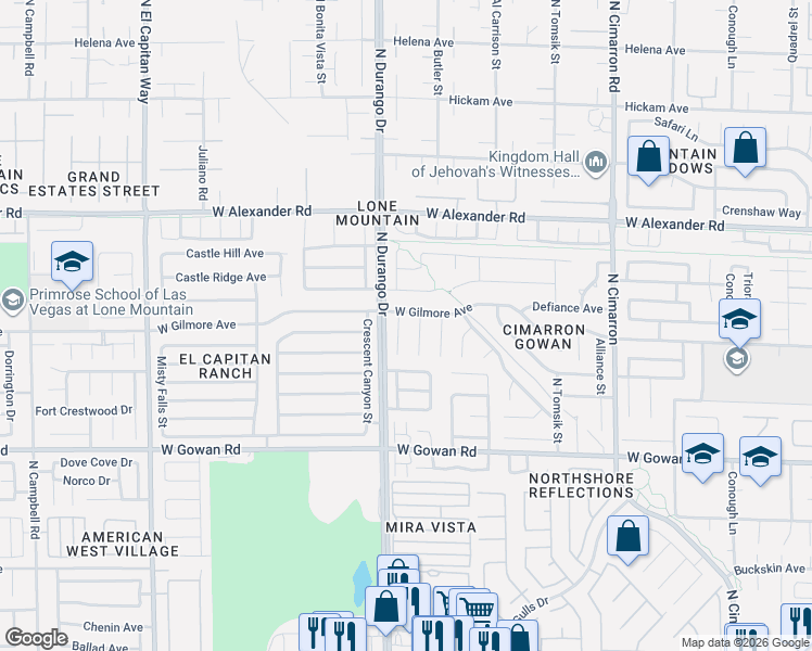 map of restaurants, bars, coffee shops, grocery stores, and more near 3717 Cactus Wheel Court in Las Vegas