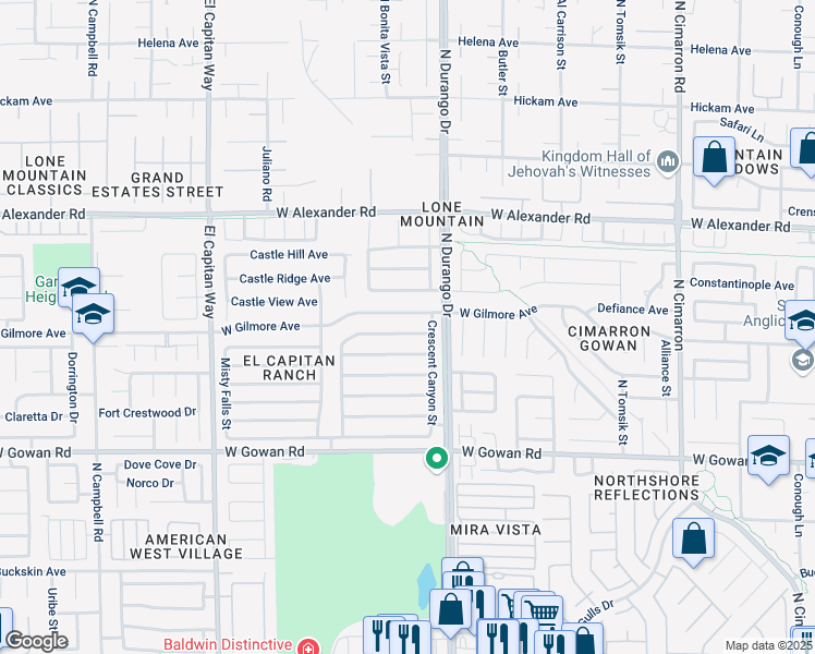 map of restaurants, bars, coffee shops, grocery stores, and more near 8516 Copper Ridge Avenue in Las Vegas