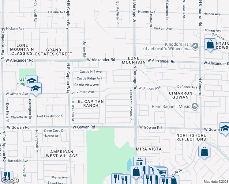 map of restaurants, bars, coffee shops, grocery stores, and more near 8624 Copper Mountain Avenue in Las Vegas