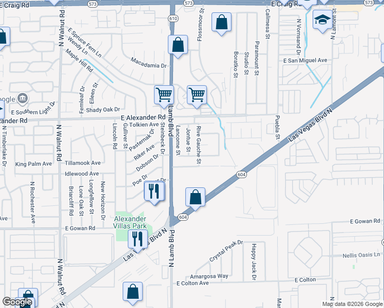 map of restaurants, bars, coffee shops, grocery stores, and more near 4372 Faberge Avenue in Las Vegas