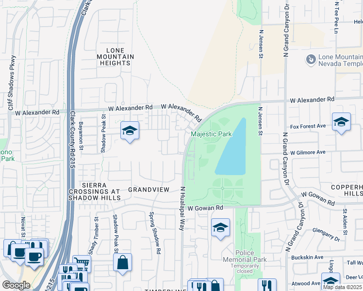 map of restaurants, bars, coffee shops, grocery stores, and more near 3734 John Bailey Street in Las Vegas
