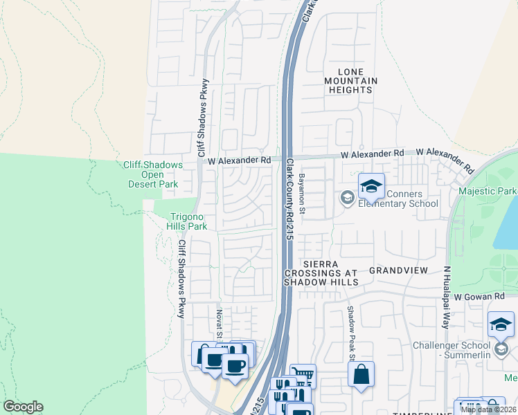 map of restaurants, bars, coffee shops, grocery stores, and more near North Celcius Place in Las Vegas