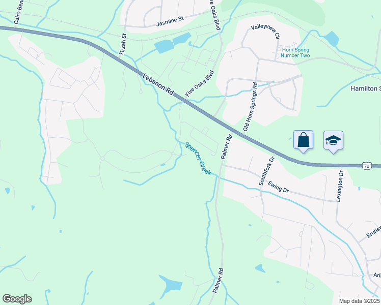 map of restaurants, bars, coffee shops, grocery stores, and more near 3007 Hedgelawn Drive in Lebanon