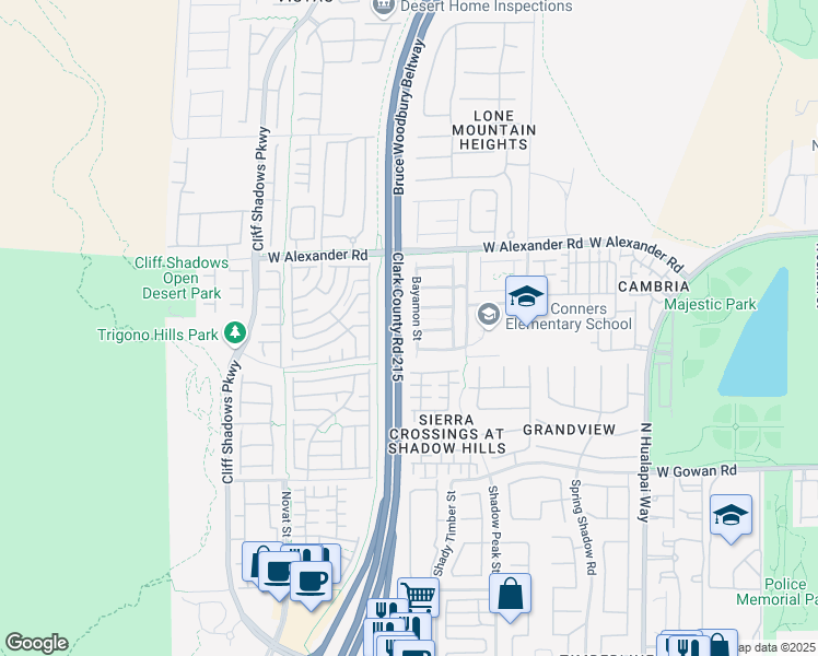 map of restaurants, bars, coffee shops, grocery stores, and more near 3853 Bayamon Street in Las Vegas