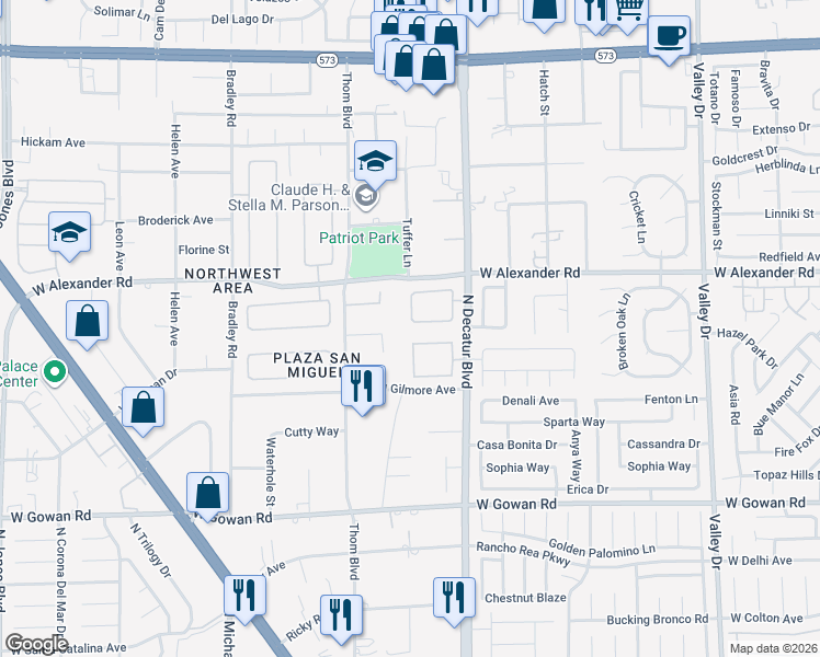map of restaurants, bars, coffee shops, grocery stores, and more near 4901 Quinlan Avenue in Las Vegas