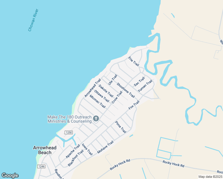 map of restaurants, bars, coffee shops, grocery stores, and more near 118 Comanche Trail in Edenton