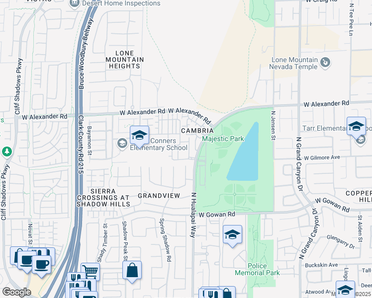 map of restaurants, bars, coffee shops, grocery stores, and more near 3825 Juno Beach Street in Las Vegas