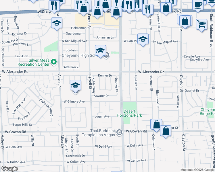 map of restaurants, bars, coffee shops, grocery stores, and more near 3928 Gaston Lane in North Las Vegas