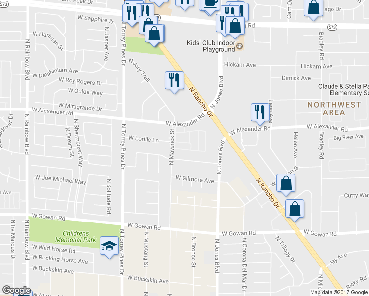 map of restaurants, bars, coffee shops, grocery stores, and more near 3933 Lazy Pine Street in Las Vegas