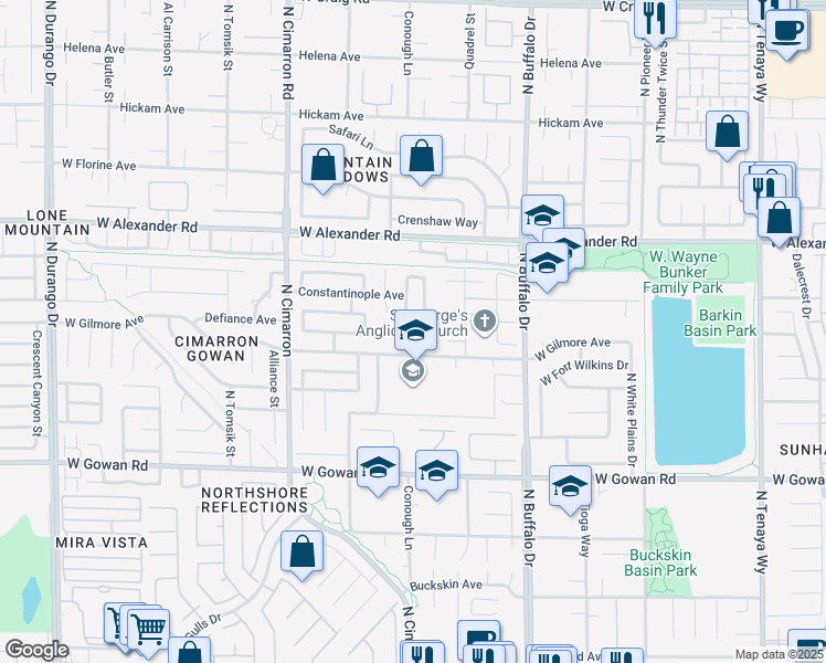 map of restaurants, bars, coffee shops, grocery stores, and more near 3825 Triora Street in Las Vegas