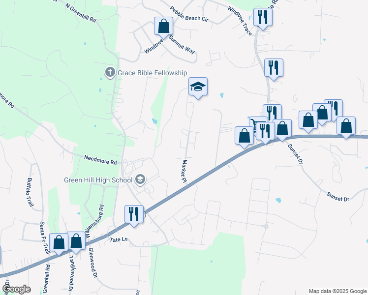 map of restaurants, bars, coffee shops, grocery stores, and more near 5357 Bayou Drive in Mt. Juliet