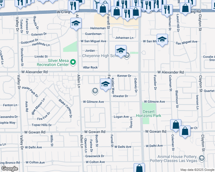 map of restaurants, bars, coffee shops, grocery stores, and more near 3902 Cheryl Clay Way in North Las Vegas