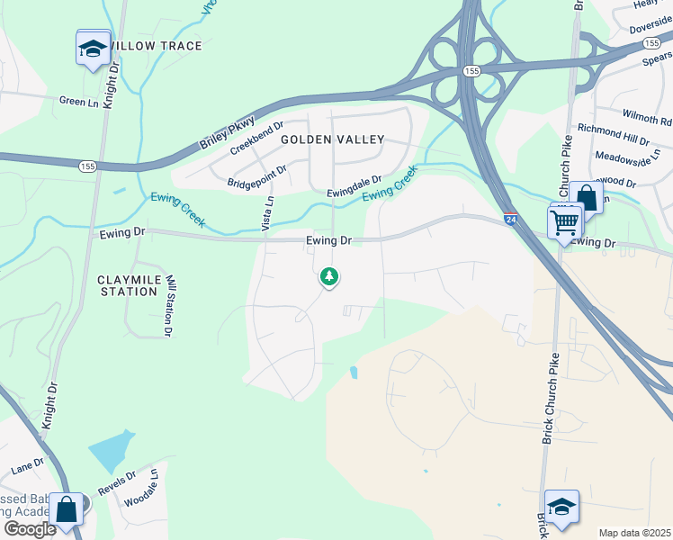 map of restaurants, bars, coffee shops, grocery stores, and more near 3049 Gwynnwood Drive in Nashville